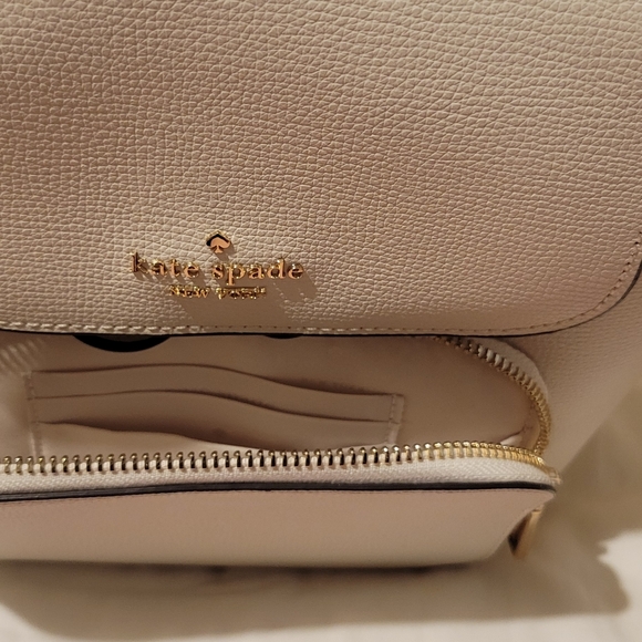 kate spade Cream Leather Front-Pocket Backpack with Gold Logo - Picture 2 of 6